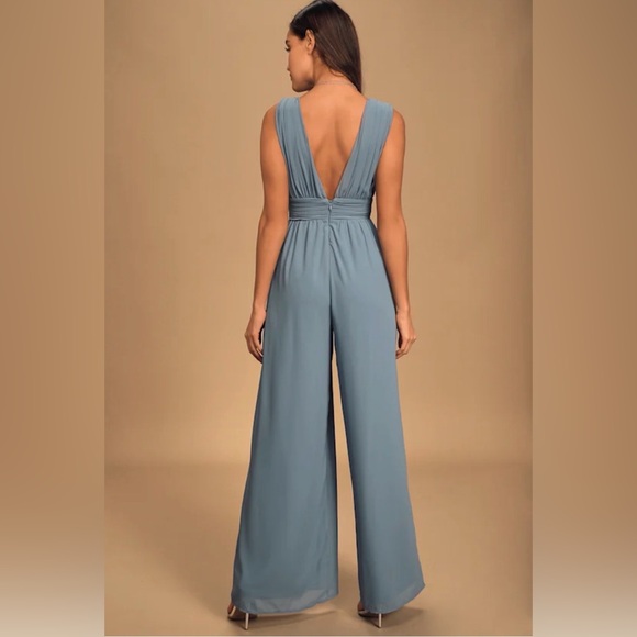 Lulu's Deep Blue Sleeveless Jumpsuit - Picture 2 of 8